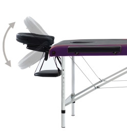 Table de massage pliable 3 zones Aluminium Noir et violet