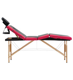 Table de massage pliable 4 zones Bois Noir et rose