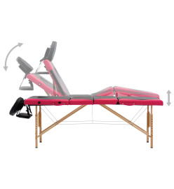 Table de massage pliable 4 zones Bois Noir et rose