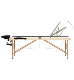 Table de massage pliable 3 zones Bois Noir et beige