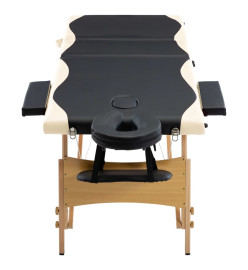 Table de massage pliable 3 zones Bois Noir et beige