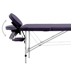 Table de massage pliable 2 zones Aluminium Violet