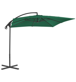 Parasol en porte-à-feux avec mât en acier 250 x 250 cm Vert