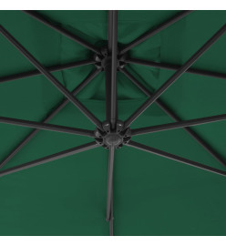 Parasol en porte-à-feux avec mât en acier 250 x 250 cm Vert