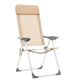 Chaises de camping pliables 2 pcs Crème Aluminium