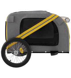 Remorque de vélo pour chien jaune et gris tissu oxford et fer