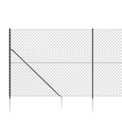 Clôture à mailles losangées avec ancrage anthracite 2x25 m