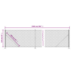 Clôture à mailles losangées avec bride anthracite 1,1x25 m