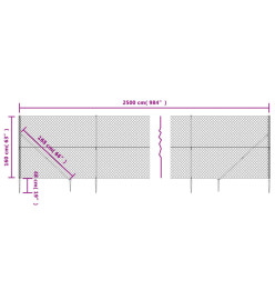 Clôture à mailles losangées avec ancrage anthracite 1,6x25 m