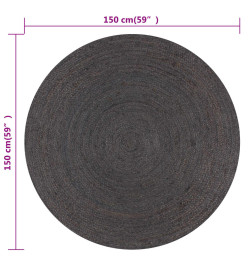 Tapis fait à la main Jute Rond 150 cm Gris foncé