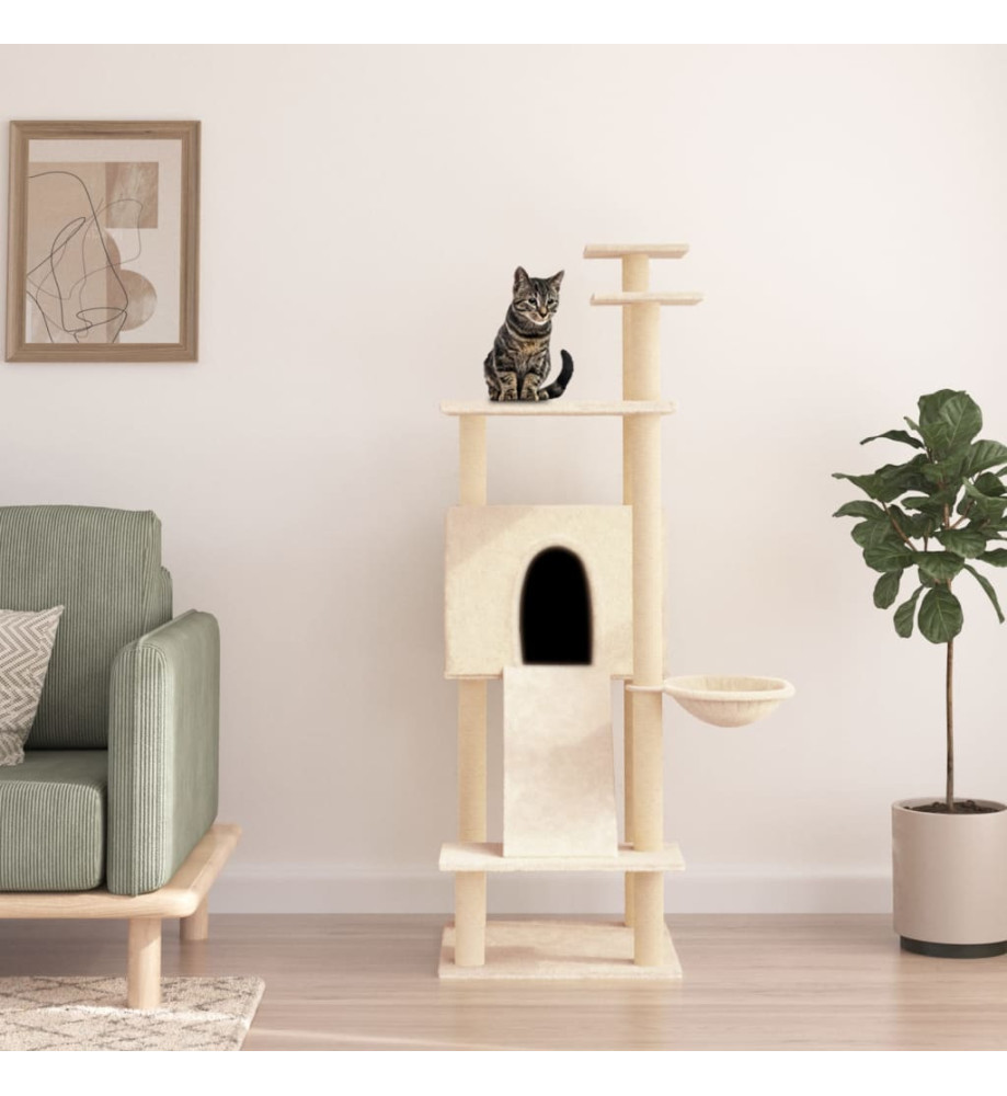 Arbre à chat avec griffoirs en sisal Crème 153 cm