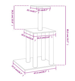 Arbre à chat avec griffoirs en sisal crème 85,5 cm