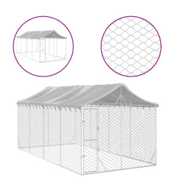 Chenil d'extérieur pour chiens avec toit argenté 3x6x2,5 m