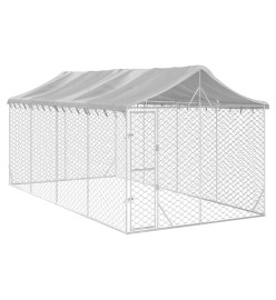 Chenil d'extérieur pour chiens avec toit argenté 3x6x2,5 m