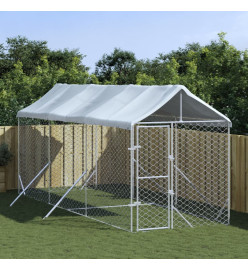 Chenil d'extérieur pour chiens avec toit argenté 2x6x2,5 m