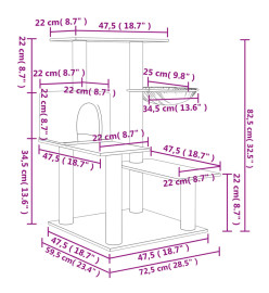Arbre à chat avec griffoirs en sisal crème 82,5 cm