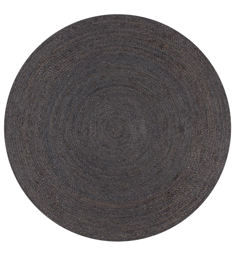 Tapis fait à la main Jute Rond 90 cm Gris foncé