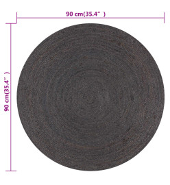 Tapis fait à la main Jute Rond 90 cm Gris foncé