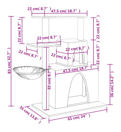 Arbre à chat avec griffoirs en sisal Crème 83 cm
