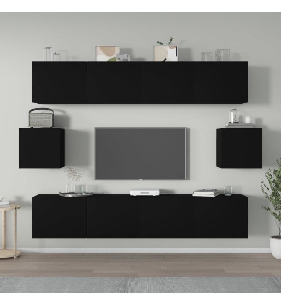 Ensemble de meubles TV 6 pcs Noir Bois d'ingénierie