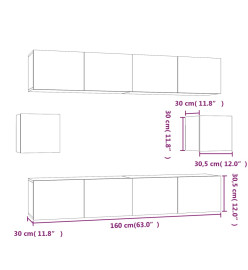 Ensemble de meubles TV 6 pcs Noir Bois d'ingénierie