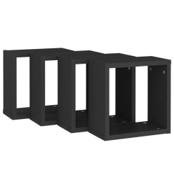 Étagères cube murales 4 pcs Noir 30x15x30 cm