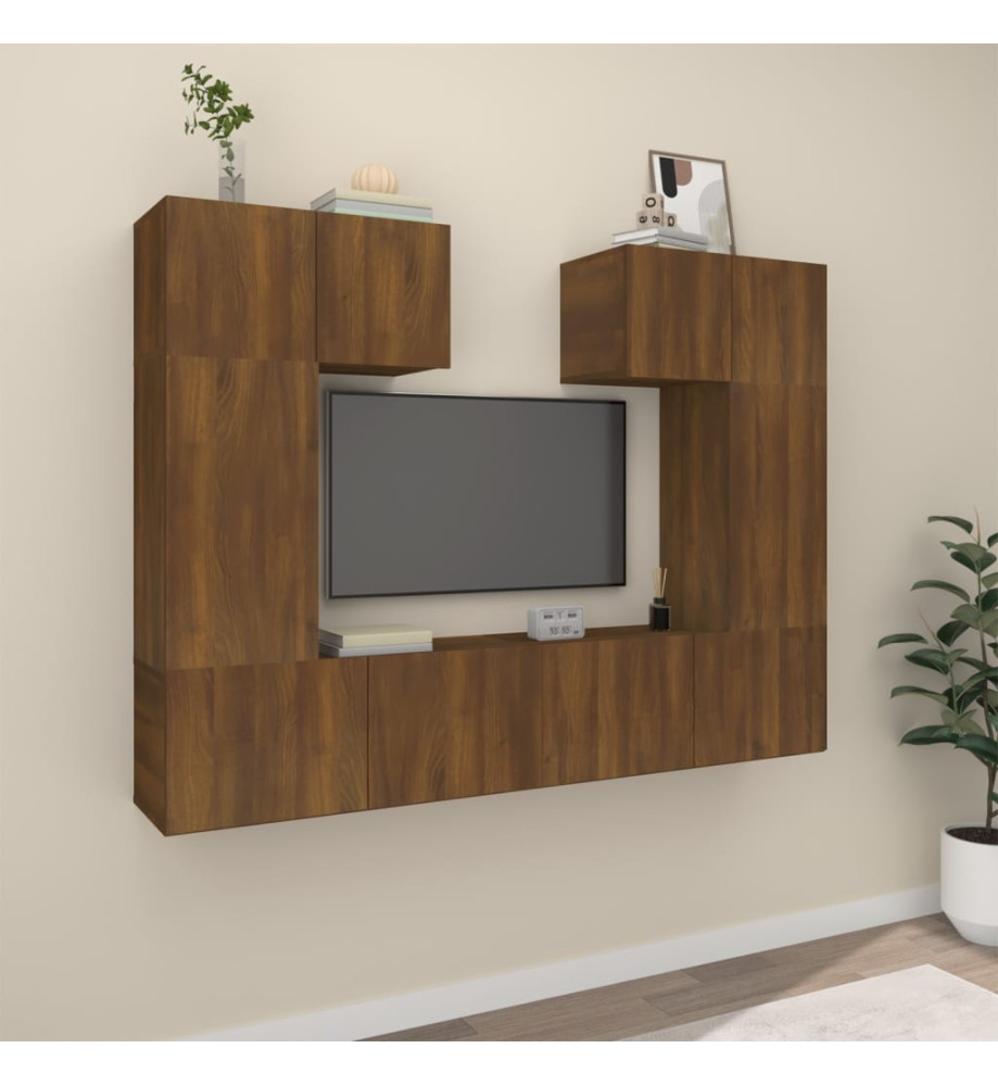 Ensemble de meubles TV 6 pcs Chêne marron Bois d'ingénierie