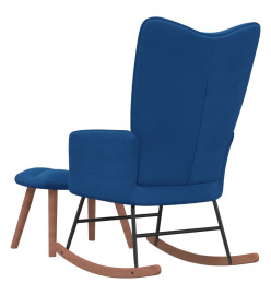 Chaise à bascule avec repose-pied Bleu Velours