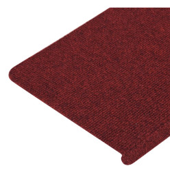 Tapis d'escalier autocollants 15 pcs 65x24,5x3,5 cm Rouge