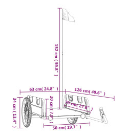 Remorque de vélo cargo jaune tissu oxford et fer