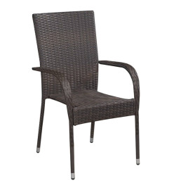 Ensemble de salle à manger d'extérieur 3 pcs Marron et noir