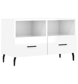 Meuble TV Blanc brillant 80x36x50 cm Bois d'ingénierie