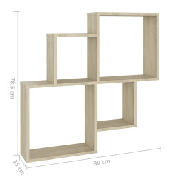 Étagère cube murale Chêne sonoma 80x15x78,5 cm Aggloméré