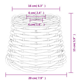 Abat-jour marron Ø20x15 cm osier