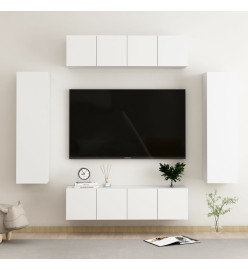 Ensemble de meubles TV 6 pcs Blanc Aggloméré