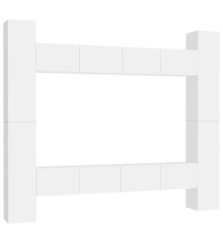 Ensemble de meubles TV 8 pcs Blanc Aggloméré