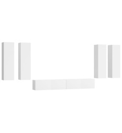 Ensemble de meubles TV 6 pcs Blanc Bois d'ingénierie