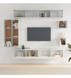 Ensemble de meubles TV 8 pcs Blanc Bois d'ingénierie