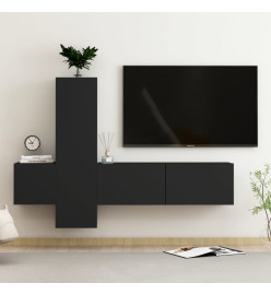 Ensemble de meubles TV 3 pcs Noir Aggloméré