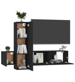 Ensemble de meubles TV 3 pcs Noir Aggloméré