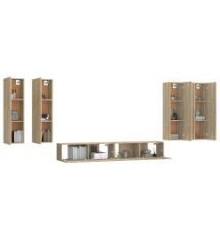 Ensemble de meubles TV 6 pcs Chêne sonoma Bois d'ingénierie