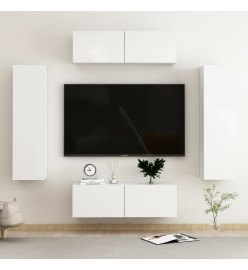 Ensemble de meubles TV 4 pcs Blanc brillant Aggloméré