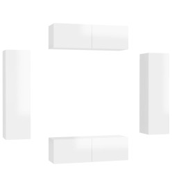 Ensemble de meubles TV 4 pcs Blanc brillant Aggloméré