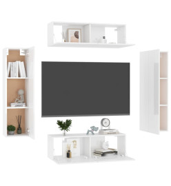 Ensemble de meubles TV 4 pcs Blanc brillant Aggloméré