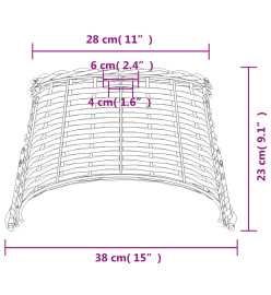 Abat-jour de plafonnier blanc Ø38x23 cm osier