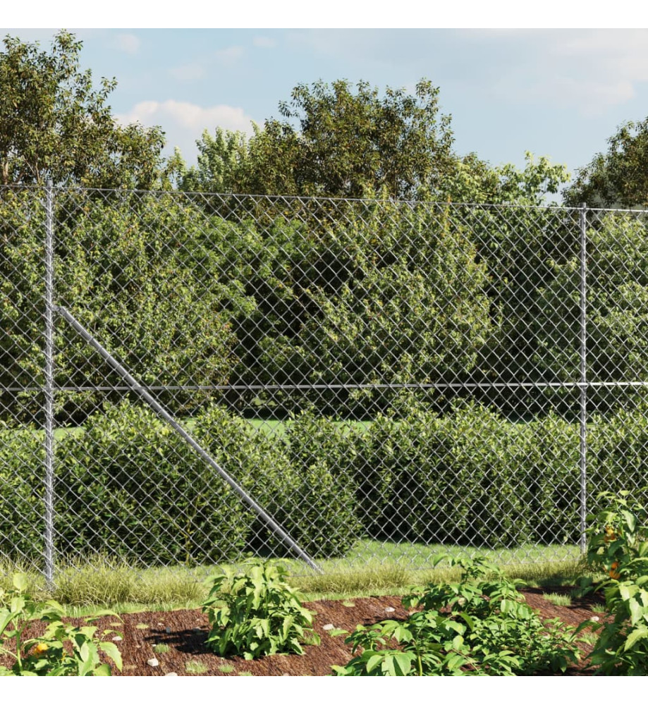 Clôture à mailles losangées avec ancrage argenté 1,8x25 m