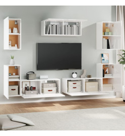 Ensemble de meubles TV 7 pcs Blanc brillant Bois d'ingénierie