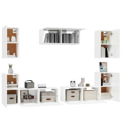 Ensemble de meubles TV 7 pcs Blanc brillant Bois d'ingénierie