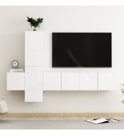 Ensemble de meubles TV 5 pcs Blanc brillant Aggloméré