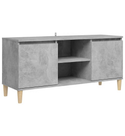 Meuble TV avec pieds en bois massif Gris béton 103,5x35x50 cm